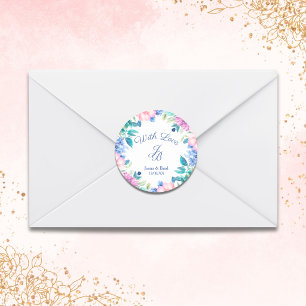 Colourful Floral Typography Script Chic Wedding Classic Round Sticker