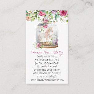Colourful Floral Unicorn Books For Baby Enclosure Card