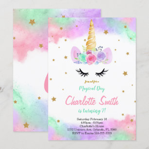 Colourful Floral Unicorn Invitation