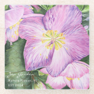 Colourful Floral Vacation Home Glass Coaster