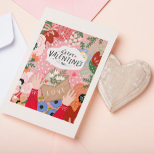 Colourful Floral Valentine Thank You Card