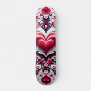 Colourful, floral valentine's day heart skateboard