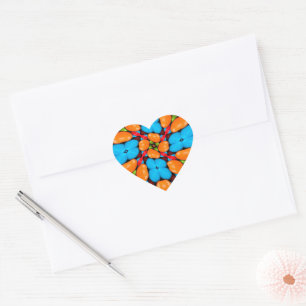 Colourful Floral Variation Pattern Heart Sticker
