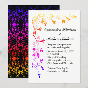 Colourful Floral Vine Wedding Elegant Botanical Invitation