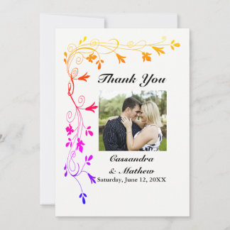 Colourful Floral Vines with Photo Thank You Card