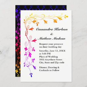 Colourful Floral Vines with Photo Wedding Invitation