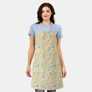 Colourful Floral vintage pattern with butterflies Apron