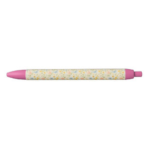 Colourful Floral vintage pattern with butterflies Black Ink Pen