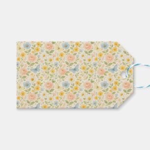 Colourful Floral vintage pattern with butterflies Gift Tags