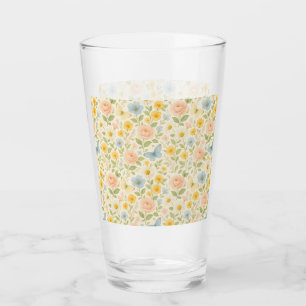 Colourful Floral vintage pattern with butterflies Glass