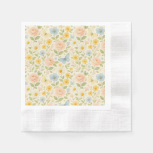 Colourful Floral vintage pattern with butterflies Napkin