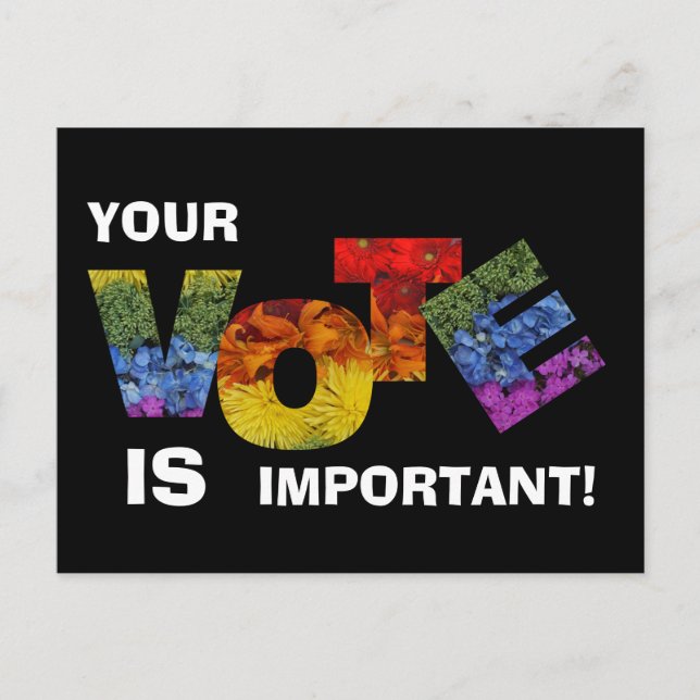 Colourful Floral VOTE Postcard (Front)