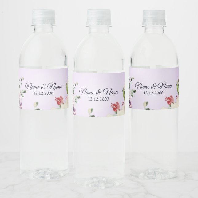 Colourful Floral Water Bottle Label (Bottles)