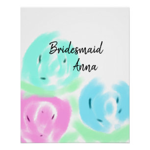 Colourful floral watercolor add name text poster