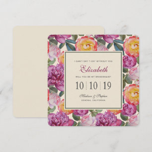 Colourful Floral Watercolor Bouquet - Bridesmaid Invitation