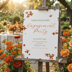 Colourful Floral Watercolor Engagement Party Invitation