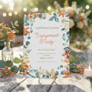 Colourful Floral Watercolor Engagement Party Invitation