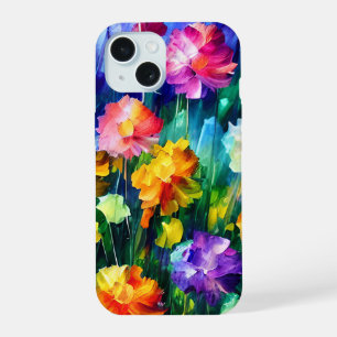 Colourful Floral Watercolor Flowers Art iPhone 15 Case