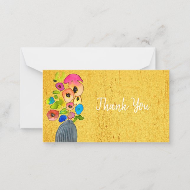 Colourful floral watercolor flowers card (Front)