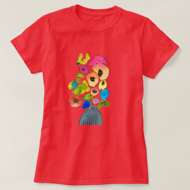 Colourful floral watercolor flowers T-Shirt (Design Front)