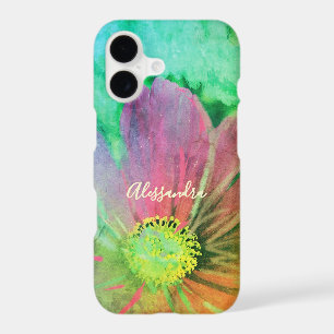 Colourful Floral Watercolor Monogram Name Botanica