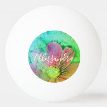 Colourful Floral Watercolor Name Monogram Botanica