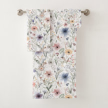 Colourful Floral Watercolor Styl Botanica Towel Se