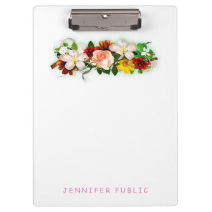 Colourful Floral Watercolor Template Elegant Moder Clipboard