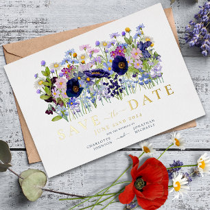 Colourful Floral Watercolor Wedding Gold