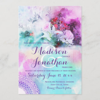 Colourful Floral Watercolor Wedding Invitations