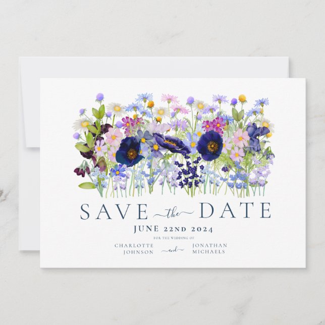 Colourful Floral Watercolor Wedding Save The Date (Front)