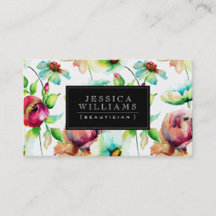 Colourful Floral Watercolors Illustration Business Card