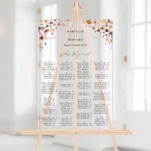 Colourful Floral Wedding Acrylic Seating Chart