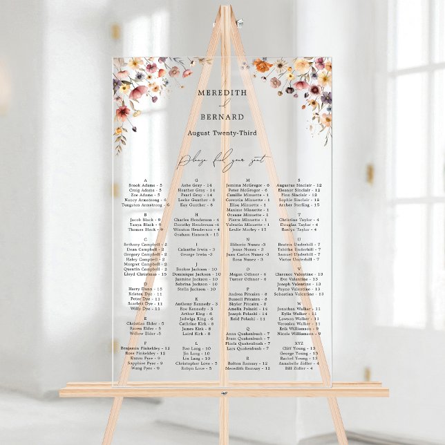 Colourful Floral Wedding Acrylic Seating Chart (Creator Uploaded)