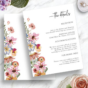 Colourful Floral Wedding Detail Enclosure Card