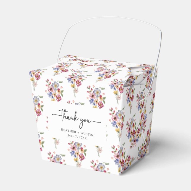Colourful Floral Wedding Favour Box (Front Side)
