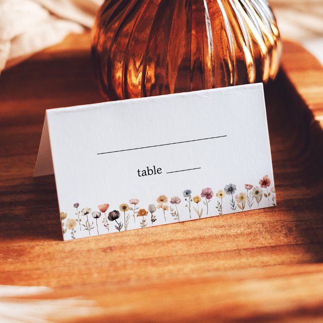Colourful Floral Wedding Folded Place Card (Creator Uploaded)