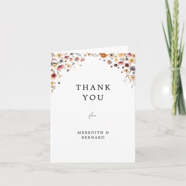 Colourful Floral Wedding Folded Thank You Card (Front)