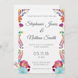 Colourful Floral Wedding Invitation