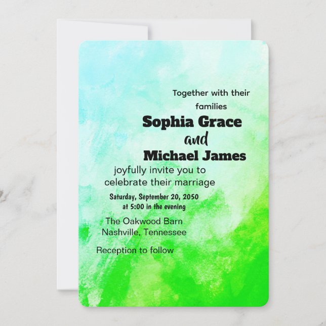 Colourful Floral Wedding Invitation | Watercolor  (Front)