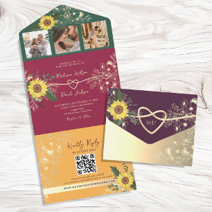 Colourful Floral Wedding Invitation with QR Code