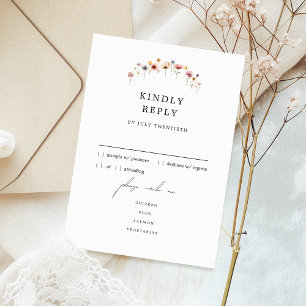 Colourful Floral Wedding Menu RSVP Response Card