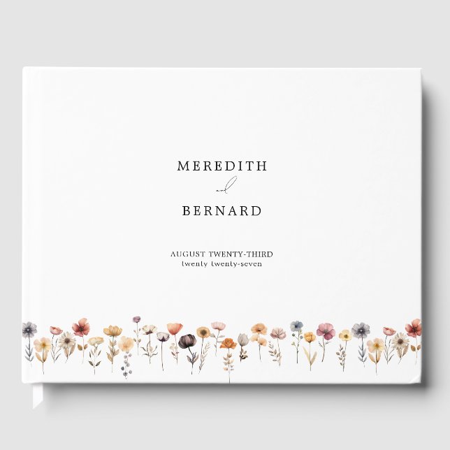 Colourful Floral Wedding Monogram Guest Book (Front)