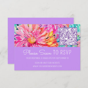 Colourful Floral Wedding QR Code Enclosure RSVP Card
