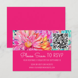 Colourful Floral Wedding QR Code Enclosure RSVP Card