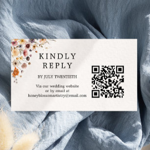 Colourful Floral Wedding QR Code RSVP Enclosure Card
