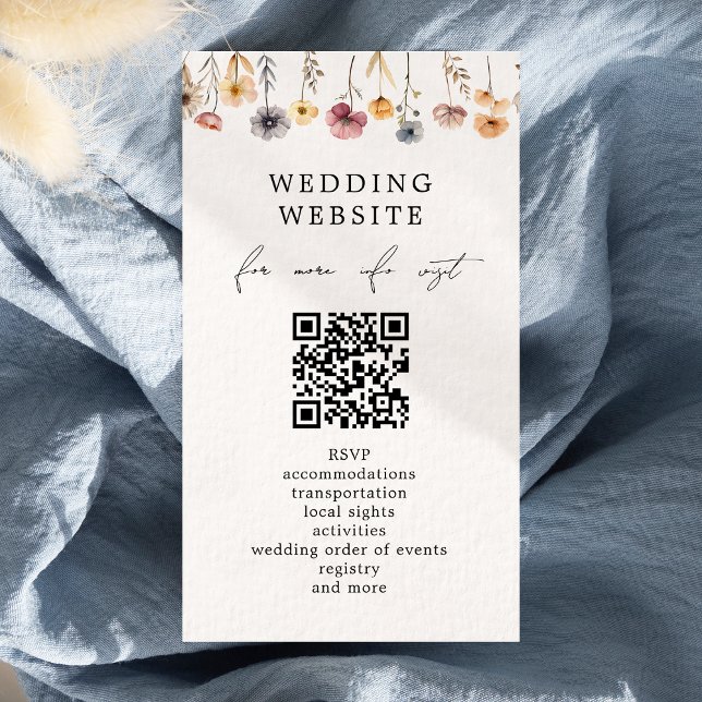Colourful Floral Wedding QR Code Website Details Enclosure Card (Creator Uploaded)