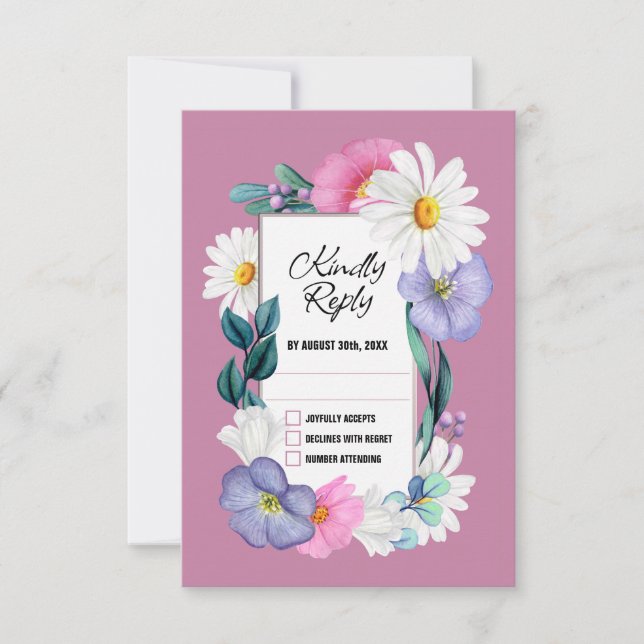 Colourful Floral Wedding RSVP (Front)