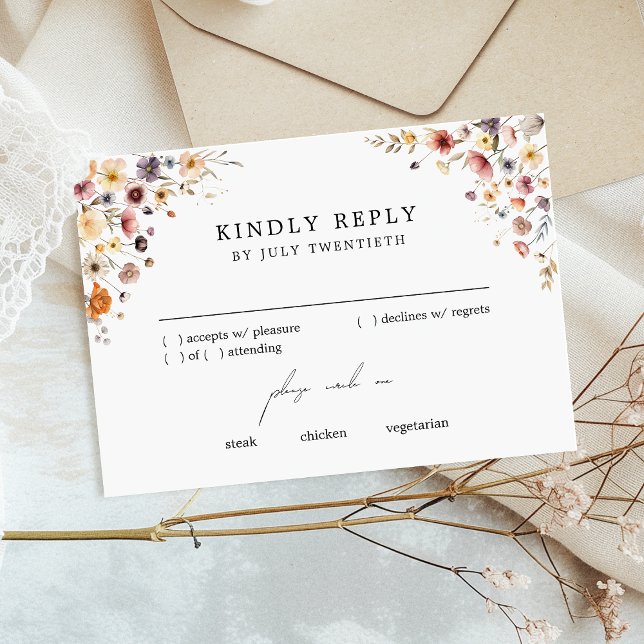 Colourful Floral Wedding RSVP Response Card (Creator Uploaded)