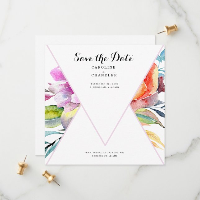Colourful Floral Wedding Save the Date Website (Front/Back In Situ)